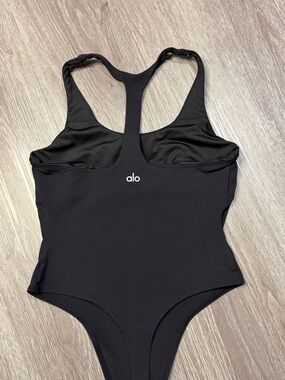 ALO Yoga Black T-Back One-Piece BodySuit